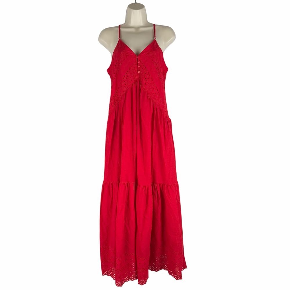 Super Natural by Secret Mission Daniella Cotton Eyelet Dress Red Size S - Picture 5 of 15